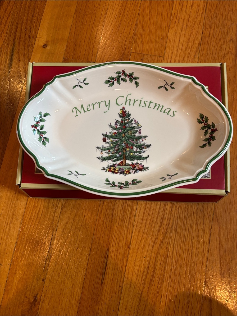 Spode Christmas Tree Merry Christmas Tray 11’- New